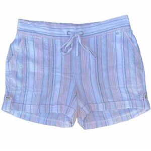 Calvin‎ Klein Striped Linen Blend Shorts​​​